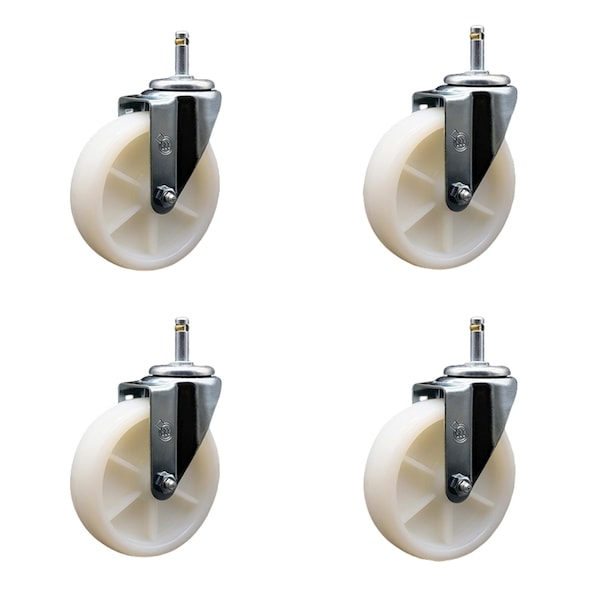 Service Caster 5 Nylon Wheel Swivel 7/16'' Grip Ring Stem Caster Set, 4PK SCC-GR20S514-NYS-716138-4 - main